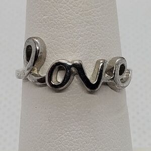 Silver Tone Love Ring